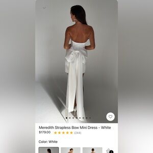 NEVER WORN Meredith strapless bow mini dress meshki white